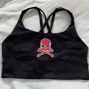 lululemon athletica Black Sports Bra with Red Skull Design